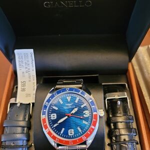 Brand New 44MM Gianello Drift Interchangeable 3 Strap Men's Watch Set